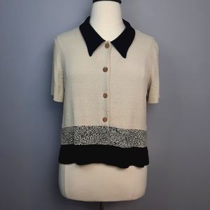 Alfred Dunner Vintage 90s Peter Pan Collar Button Front Blouse size 16